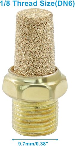 10 PCS النحاس النحاسي المصفوفات الهوائية ، 1/8 "(DN6) تجهيزات كاتم الصوت الخيط الذكور ، البرونز المتلاعب المتين لتقليل الضوضاء في الأنظمة والأدوات الهوائية in Saudi Arabia