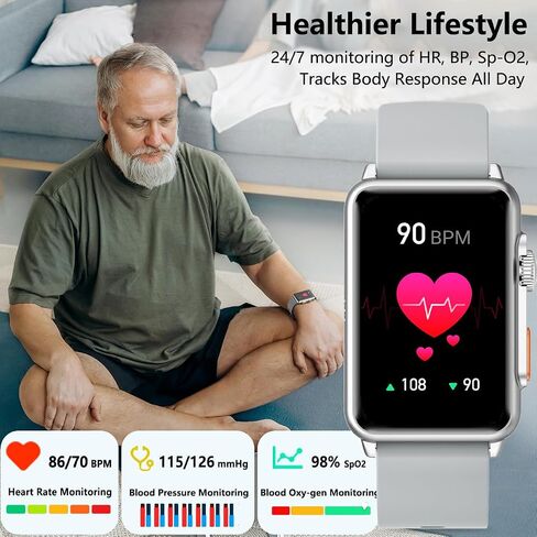 Fitvii Health Fitness Tracker ، 24/7 شاشة معدل ضربات القلب في ضغط الدم ، ساعة ذكية (إجابة/إجراء مكالمات) مع ساعة تتبع نوم الأكسجين ، خطوة مقاومة للماء ، تعقب نشاط السعرات الحرارية للنساء الرجال in Kuwait
