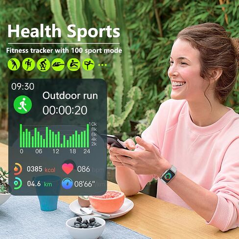 Fitvii Health Fitness Tracker ، 24/7 شاشة معدل ضربات القلب في ضغط الدم ، ساعة ذكية (إجابة/إجراء مكالمات) مع ساعة تتبع نوم الأكسجين ، خطوة مقاومة للماء ، تعقب نشاط السعرات الحرارية للنساء الرجال in Kuwait