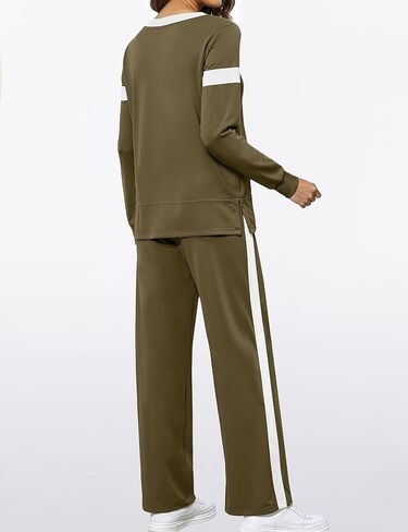 SHESHOW Women 2 Piece Lounge Set Tracksuit Color Block Pullover Wide Leg Pants Sweatsuit Matching Sets S-3XL in Kuwait