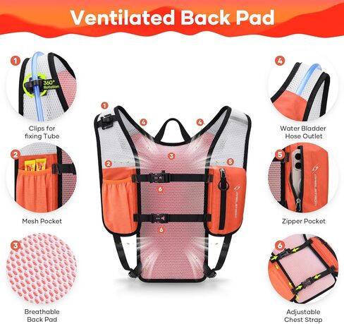 Maelstrom Running Hydration Vest, Hiking Backpack with 2L Water Bladder for Cycling Rave for Men Women in Kuwait