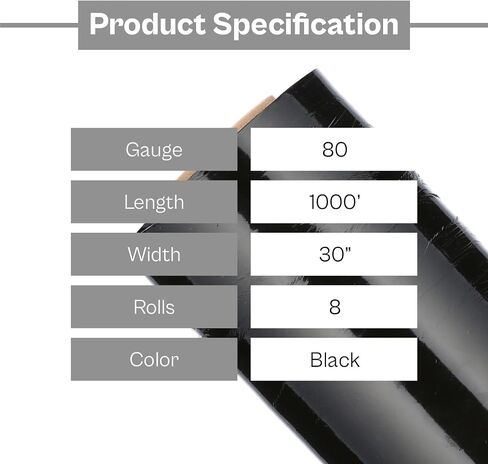 PSBM Black Stretch Wrap with Extended Core Handles, 4 Pack, 30 Inch x 1000 Feet, 80 Gauge, Plastic Cling Color Hand Stretch Film Rolls for Packaging Moving Packing Pallets in Saudi Arabia