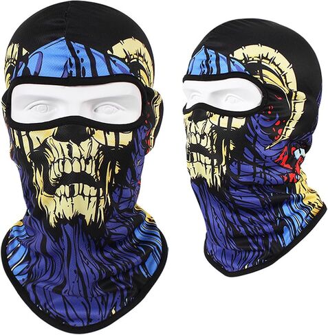 3D Balaclavas Face Mask 2pcs Cool Skull Neck Gaiter كامل قناع الوجه للجنسين التزلج على التزلج على ركوب الدراجات في التنفس in Kuwait