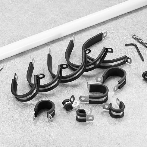 مشابك 12 عبوة كابل ، 23/64 بوصة/9 مم 304 من الفولاذ المقاوم للصدأ مطاطية مطاطية معزولة المشبك R. in Saudi Arabia