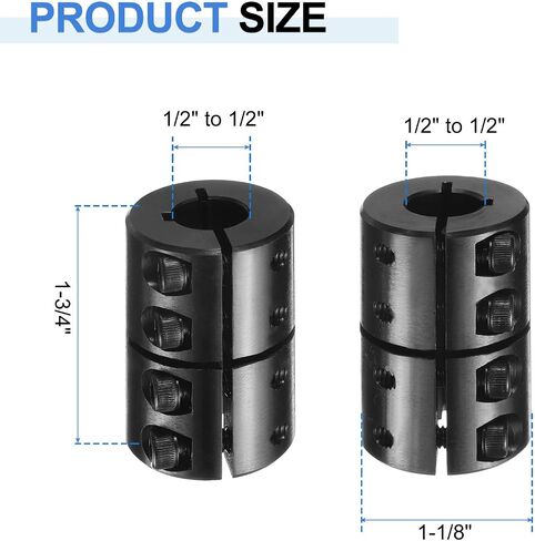 اقتران عمود UXCELL ، 1/2 "إلى 1/2" ، 1-1/8 "OD ، 1-3/4" الطول ، مقترن من مقسم واحد من أكسيد الأسود المغطى بالأكسيد الأسود مع #8-32 × 1/2 "براغي مجموعة محرك الطابعة ثلاثية الأبعاد عجلة محرك الطابعة ثلاثية الأبعاد in Saudi Arabia