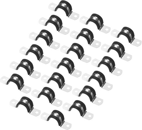 20-Pack Cable Clamps, 23/32 Inch/ 18 mm 304 Stainless Steel Rubber Cushioned Insulated Cable Clamp U Shape Metal Holder for Tube/Wire/Pipe/Loop Installation in Saudi Arabia