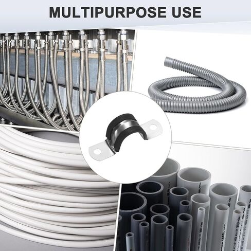 20-Pack Cable Clamps, 23/32 Inch/ 18 mm 304 Stainless Steel Rubber Cushioned Insulated Cable Clamp U Shape Metal Holder for Tube/Wire/Pipe/Loop Installation in Saudi Arabia