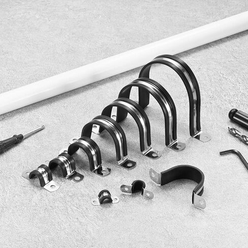 20-Pack Cable Clamps, 23/32 Inch/ 18 mm 304 Stainless Steel Rubber Cushioned Insulated Cable Clamp U Shape Metal Holder for Tube/Wire/Pipe/Loop Installation in Saudi Arabia