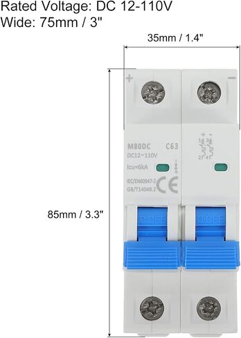 Meccanixity 1 PCS DC Miniature Circuit Breaker 2P 10A 12-110V عزل M80DC DIN RAIL MATT in Kuwait