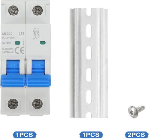 Meccanixity 1 PCS DC Miniature Circuit Breaker 2P 10A 12-110V عزل M80DC DIN RAIL MATT in Kuwait