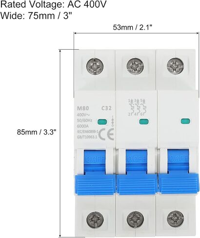 Meccanixity 1 PCS AC قاطع الدائرة المصغرة 3P 30A in Kuwait