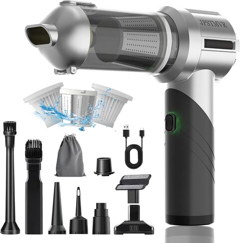 Car Vacuum Cleaner, 18000PA Vacuum Portable Cordless, 4 in 1 Air Duster with LED Light and Multi-Nozzles, 120W High Power Rechargeable Foldable Vacuum Cleaner for Home, Office, Pet in Saudi Arabia