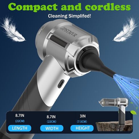 Car Vacuum Cleaner, 18000PA Vacuum Portable Cordless, 4 in 1 Air Duster with LED Light and Multi-Nozzles, 120W High Power Rechargeable Foldable Vacuum Cleaner for Home, Office, Pet in Saudi Arabia