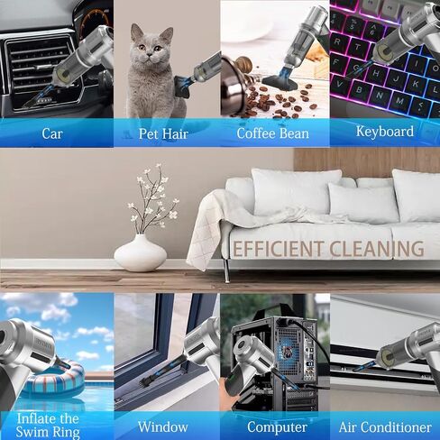 Car Vacuum Cleaner, 18000PA Vacuum Portable Cordless, 4 in 1 Air Duster with LED Light and Multi-Nozzles, 120W High Power Rechargeable Foldable Vacuum Cleaner for Home, Office, Pet in Saudi Arabia
