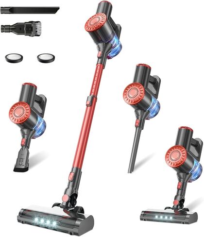 Cordless Vacuum Cleaner with Self-Standing, Powerful Stick Vacuum Cleaners for Home, 8-in-1 Lightweight Rechargeable Vacuum, 7-Layer Filtration,Ideal for Carpet, Pet Hair, Hardwood Floors in Saudi Arabia