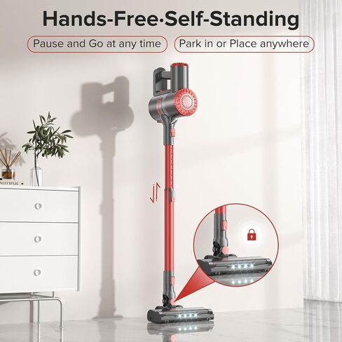 Cordless Vacuum Cleaner with Self-Standing, Powerful Stick Vacuum Cleaners for Home, 8-in-1 Lightweight Rechargeable Vacuum, 7-Layer Filtration,Ideal for Carpet, Pet Hair, Hardwood Floors in Saudi Arabia