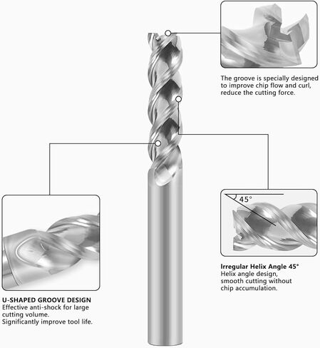 Carbide Square End Mill - 3 Flute 2mm Milling Cutter - High Feed U-Type Design - for Roughing and Finishing - for Milling Aluminum Applications – Professional Mill Bits Sets in Kuwait