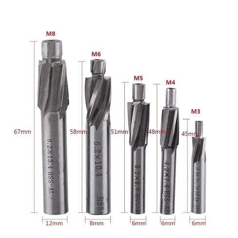 5PCS Counterbore Drill Bits Set, Hexagonal Counterbore Drill Bit, HSS-AL Straight Shank 4 Flutes End Mill Bits M3-M8 for Copper Aluminum Cast Iron in Saudi Arabia
