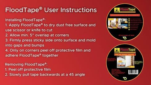 FloodTape® Waterproof Adhesive Tape – 8 inches Extra Wide x 20 feet Long Roll - Temporary Flood Barrier for Doors & Windows – Double-Sided, No Residue, No Damage, Easy Installation in Saudi Arabia