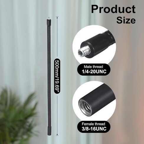 20-Inch Flexible Gooseneck Tubing, 3/8" Female to 1/4" Male Thread Universal Arm Gooseneck Extension Holder for Microphone, Tripod Phone, Camera, LED Video Lights in Kuwait