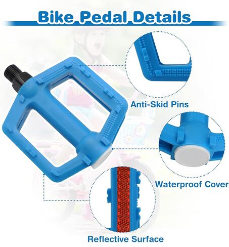 Meghna Kids Bike Pedal 1/2 بوصة خيط دواسات عالمية خفيفة الوزن غير متزايد من الدراجات للدراجة مسطحة من نايلون نايلون حجم للأطفال الدراجة الجبلية الدراجة الدراجة BMX Freestyle Flike Pike in Kuwait