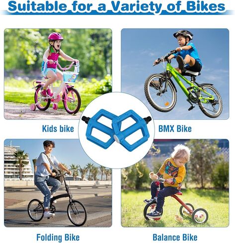 Meghna Kids Bike Pedal 1/2 بوصة خيط دواسات عالمية خفيفة الوزن غير متزايد من الدراجات للدراجة مسطحة من نايلون نايلون حجم للأطفال الدراجة الجبلية الدراجة الدراجة BMX Freestyle Flike Pike in Kuwait