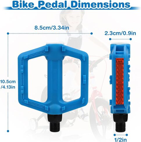 Meghna Kids Bike Pedal 1/2 بوصة خيط دواسات عالمية خفيفة الوزن غير متزايد من الدراجات للدراجة مسطحة من نايلون نايلون حجم للأطفال الدراجة الجبلية الدراجة الدراجة BMX Freestyle Flike Pike in Kuwait