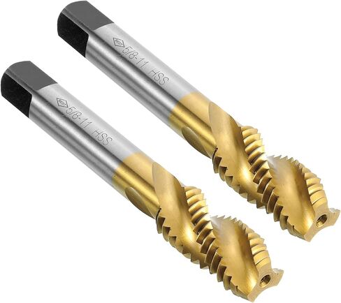 uxcell 2pcs Spiral Flute Thread Taps, 3/8-24 UNF H2 Screw Threading Tap, Titanium Coated 6542 High Speed Steel Machine Tapping Tools for Machinist Repair in Saudi Arabia