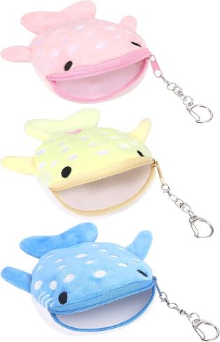 3 PCS Whale Shark Coin Purse, Kawaii Whale Wallet Zipper Shark Wallet, Small Embroidered Fish Marine Animal Coin Purse for Women for Keychain, Holds Coins, Lipstick, Keys in Saudi Arabia