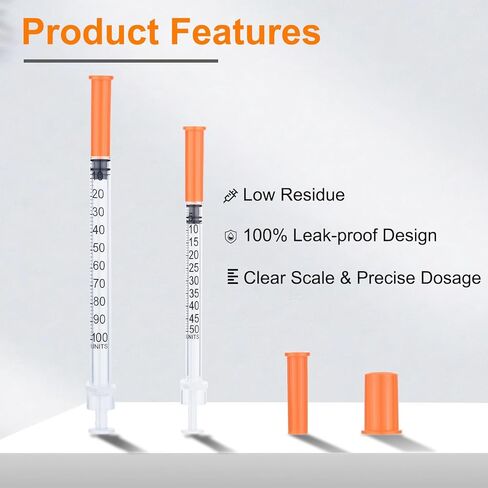 1ML/CC المحقنة U-100 32G 5/16 بوصة (8 مم) محقنة مختبر علمي ， حزمة ملفوفة بشكل فردي من 20 in Kuwait