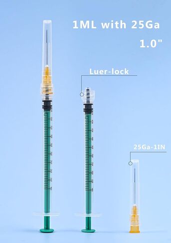 5 Pack 3ml Disposable Syringes with 23Ga 1-Inch, Luer Lock Design, Individually Wrapped for Lab, Scientific, and Industrial Use in Kuwait