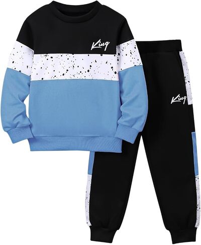 Boys Hoodie Pant Set 3D Print Hooded Sweatshirt Sweatpant Suit 2 Piece Clothing Set for 4-14 Years in Saudi Arabia