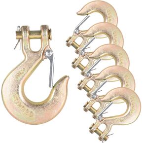Homaisson 6 Pack 3/8 Inch Clevis Slip Hook مع مزلاج الأمان ، و 70 خطافات سلسلة أمان 18000 رطل ، وخطاف مزلاج السلامة الثقيلة لنقل Truck Trans ، G70 مزورة in Kuwait