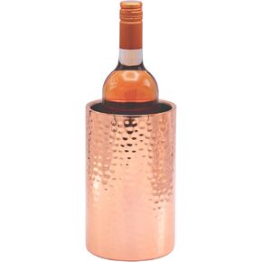 Hammered Rose Gold Single Bottle Wine Chiller - Copper Double-Walled Insulated Wine Cooler - Wine Bucket Chiller for Parties - Insulated Bucket Champagne Chiller, Stylish Bar Cart Accessories in Saudi Arabia