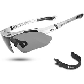 ROCKBROS Sports Polarized Sunglasses Mens Cycling Glasses MTB Biking Sunglasses, with Removable Elasctic Band, Silver Polarize Glass in Kuwait