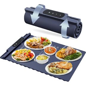 أوميو حصيرة الاحترار من الطعام - صينية الاحترار الكهربائي مع 3 إعدادات درجات الحرارة وتوقيت 1-4 ساعات ، وأغذية الجرافين الكاملة أكثر دفئا ، وسجاد تسخين السيليكون القابل لللفائف ، والتجمعات ، والأطراف (رمادية) in Kuwait