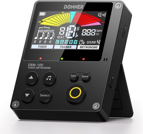 Donner Metronome Tuner, Rechargeable 3 In 1 Digital Metronome with Trainer Rhythm Mode, Tone Generator Tuners for Guitar, Bass, Violin, Ukulele, Chromatic, Piano, Flute, All Instruments, Black in Saudi Arabia