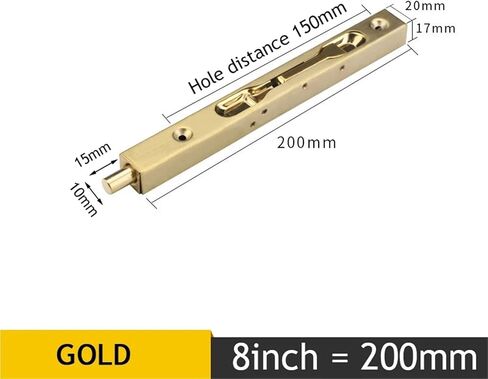 Gold 8inch Stainless Steel Hidden Door Bolt Sliding Door Lock 1Pcs in Saudi Arabia