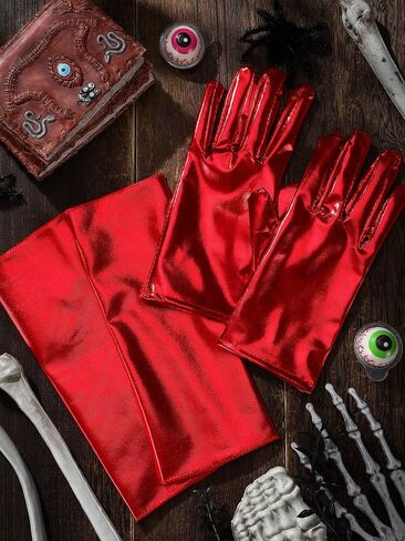 2 Pairs Faux Pu Leather Dress up Fingerless Gloves Full Finger Black Leather Gloves Short Witch Gloves Women Men Cosplay Gloves for Halloween Day Party Costume Accessories, 2 Styles in Kuwait