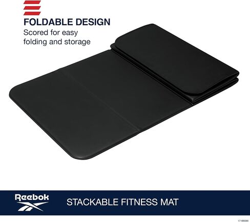 Reebok Vector Stackable Fitness Mat, 72" x 24" (Black), 12mm Foldable Yoga Mat for Floor Exercises and Stretching, EVA Foam with Comfortable Grip, 6 Panel Design, for Home Gym Workout in Saudi Arabia
