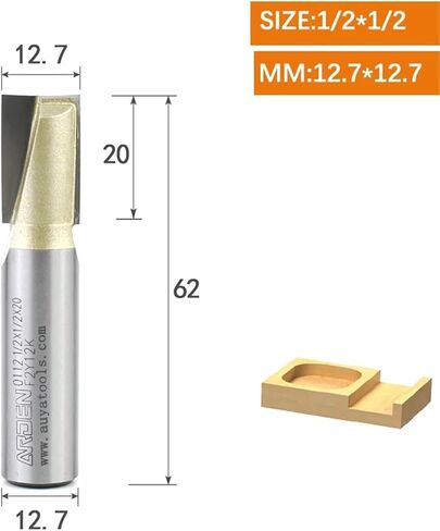 Arden 2 Flutes Carbide Bottom Cleaning Router Bit Woodworking Flat Bottom Slotting Carving CNC Tool for Plywood MDF Solid Wood(12.7x12.7) in Saudi Arabia