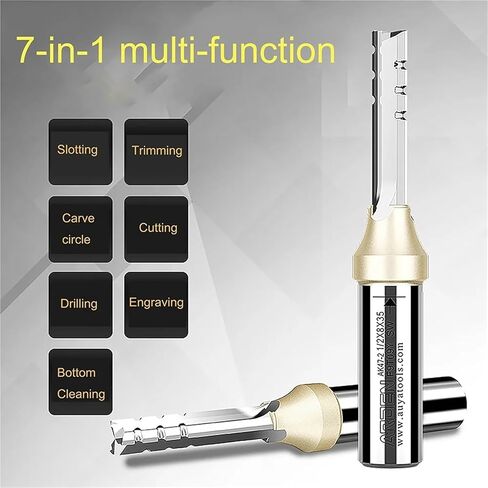 Arden 3 Flutes TCT Straight Router Bit 3-Blade Cutting CNC Milling Cutter Carbide Cutter for Wood MDF Multilayer Particle Board(35mm) in Saudi Arabia