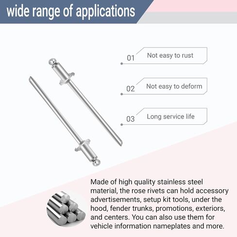 2PCS Rosette Rivets الفولاذ المقاوم للصدأ من الفولاذ المقاوم للصدأ لفورد كرايسلر AMC VIN TAG ، علامة باب VIN مع سيارات GM AMC (2) in Kuwait
