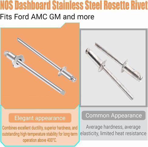 2PCS Rosette Rivets الفولاذ المقاوم للصدأ من الفولاذ المقاوم للصدأ لفورد كرايسلر AMC VIN TAG ، علامة باب VIN مع سيارات GM AMC (2) in Kuwait