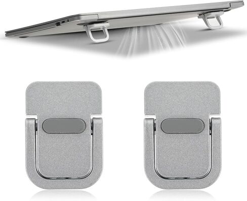 Thinp 2Pcs Keyboard Stand, Portable Laptop Stand Mini Computer Keyboard Stands for Desk Self-Adhesive Invisible Laptop Feet Keyboards Riser for Most Keyboards(Silver) in Saudi Arabia