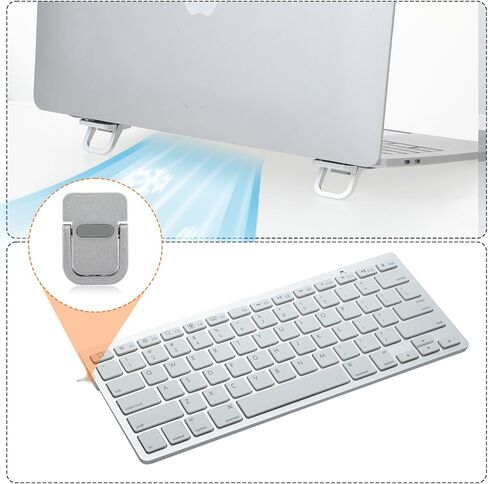 Thinp 2Pcs Keyboard Stand, Portable Laptop Stand Mini Computer Keyboard Stands for Desk Self-Adhesive Invisible Laptop Feet Keyboards Riser for Most Keyboards(Silver) in Saudi Arabia