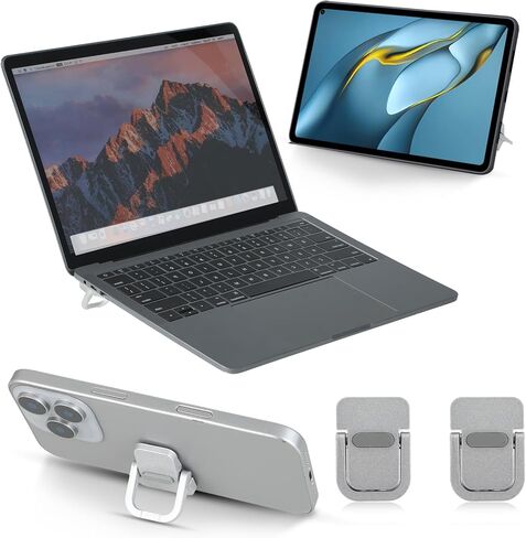 Thinp 2Pcs Keyboard Stand, Portable Laptop Stand Mini Computer Keyboard Stands for Desk Self-Adhesive Invisible Laptop Feet Keyboards Riser for Most Keyboards(Silver) in Saudi Arabia