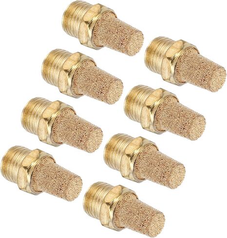 MECCANIXITY 8PCS Pneumatic Exhaust Muffler, 1/4" NPT Male Sintered Bronze Muffler Brass Air Line Fittings for Pneumatic Tools and Industrial Machinery in Saudi Arabia