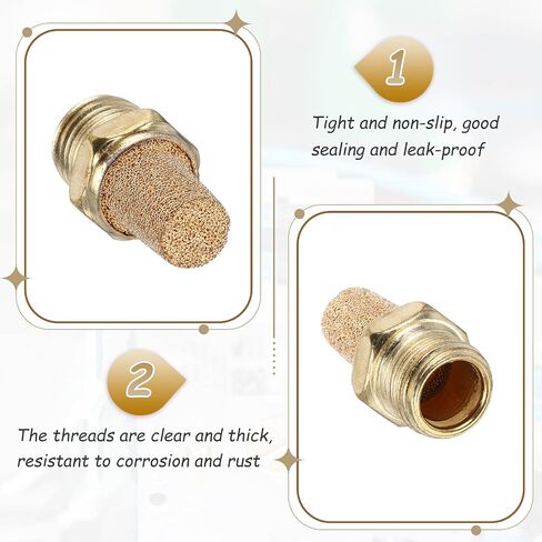 MECCANIXITY 8PCS Pneumatic Exhaust Muffler, 1/4" NPT Male Sintered Bronze Muffler Brass Air Line Fittings for Pneumatic Tools and Industrial Machinery in Saudi Arabia
