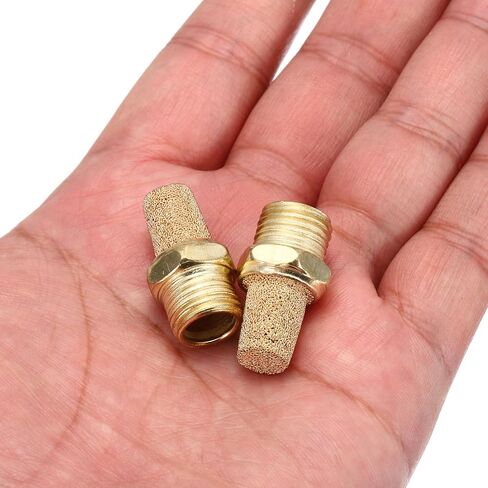 MECCANIXITY 8PCS Pneumatic Exhaust Muffler, 1/4" NPT Male Sintered Bronze Muffler Brass Air Line Fittings for Pneumatic Tools and Industrial Machinery in Saudi Arabia